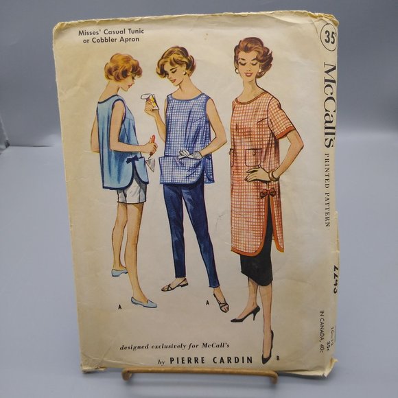 Vintage Sewing PATTERN McCalls 2243, Misses 1958 Casual Tunic or Cobbler Apron